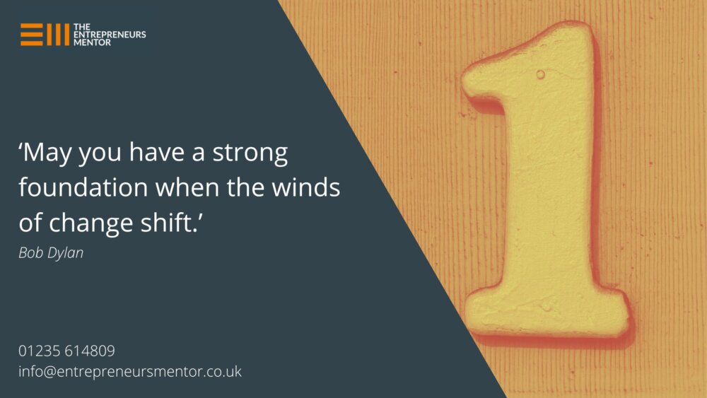 A large number 1, ith the words, 'May you have strong foundations when the winds of change shift.